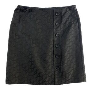 Ann Taylor Pencil Mini Skirt Women Sz 8 Black Textured Minimalist Capsule Office